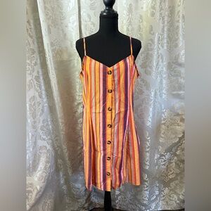 Colorful Striped Button-Down Midi Dress